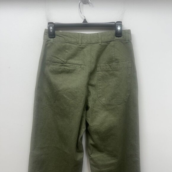 Girls Of Dust Olive Green High-Waisted straight leg Cotton Pants X-Small - Picture 10 of 11